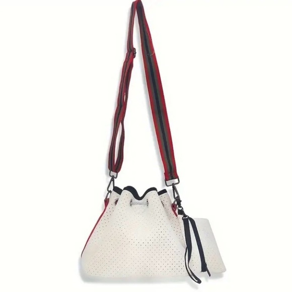 Drawstring Neoprene Bucket Bag with Small Pouch - Picture 3 of 11